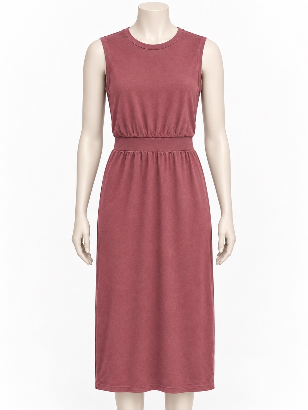 Athleta Dusty Rose Sleeveless Elastic Waist Midi Dress Size SP